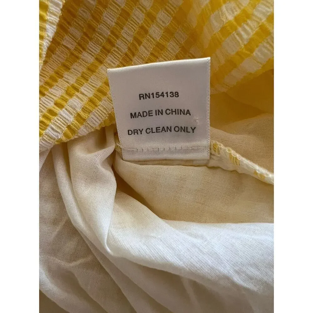 Staud Panier Yellow Gingham Mermaid Midi Dress Womens Size 6 Stretch - Picture 7 of 10